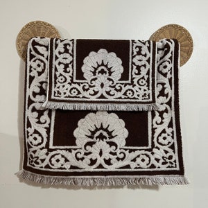 Set of 2 Brown & White Vintage Sears Towels