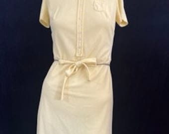 Vintage Yellow Mod Dress with Belt Size Small