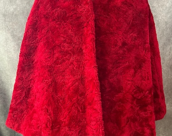 Vintage 1960s Red Faux Fur Cape