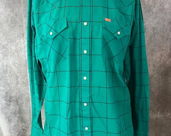 Vintage Ely 70er Jahre Westernhemd mit Perlendruckknöpfen Größe 34-35
