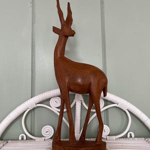 Hand Carved Wooden Antelope Statue