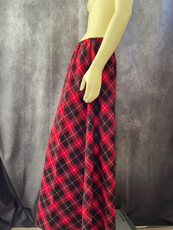 90s Long Plaid Skirt Size M L Etsy