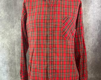 Vintage Red Plaid Shirt Size Medium