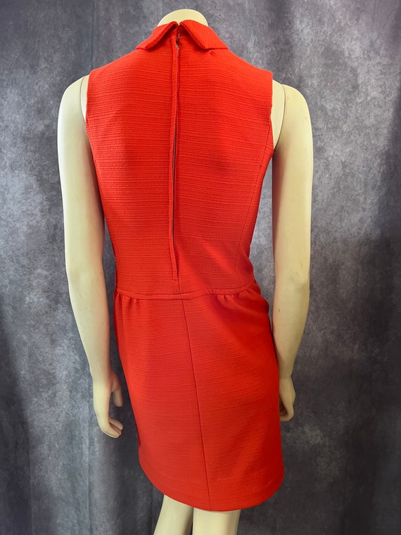 Vintage 1960s Orange Mod Mini Dress Size Small - image 4