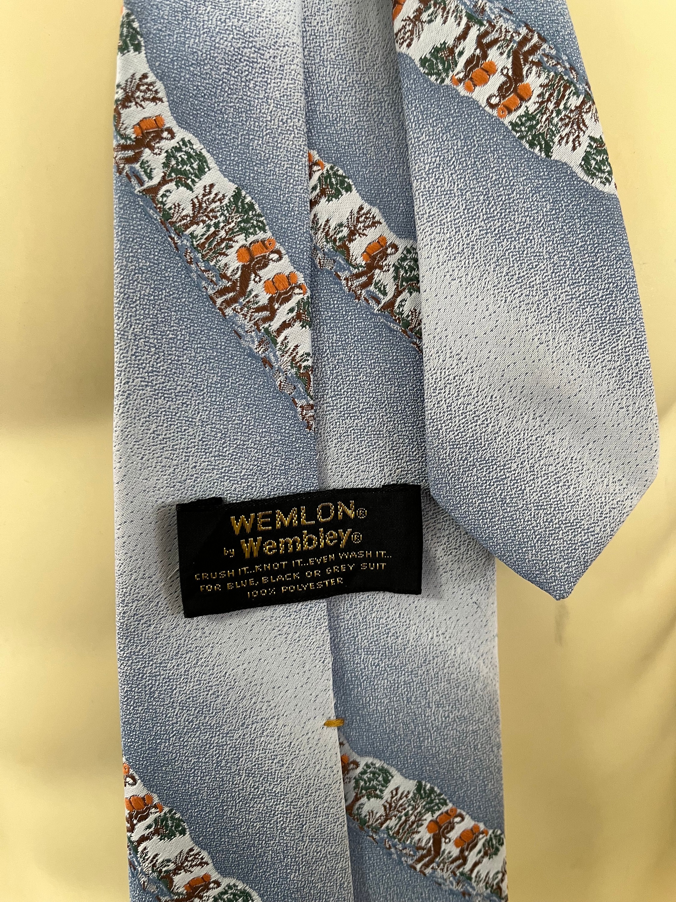 Cravate Large Vintage Wemlons Wembly Marron Liberty - Style Années 60/70