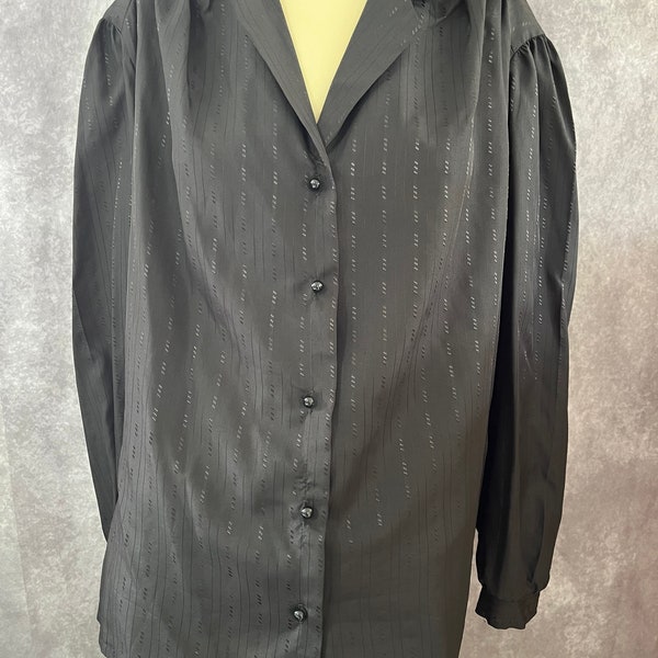 Women's Vintage Black Blouse Size 44 L/XL