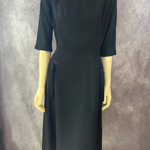 Vintage 1940s Black Dress with Tassels Size S/M