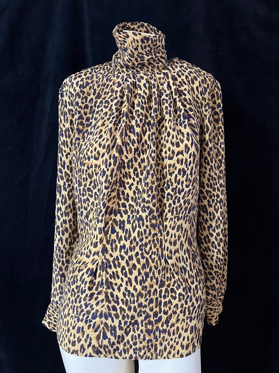 Women's Vintage 1980s Leopard Animal Print Blouse