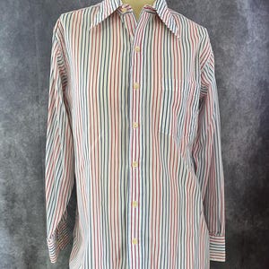 Vintage 70s Red White & Blue Button Down Shirt Size Medium