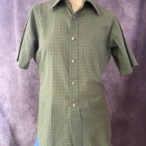 Vintage Green & Yellow Checkered Shirt Size Medium