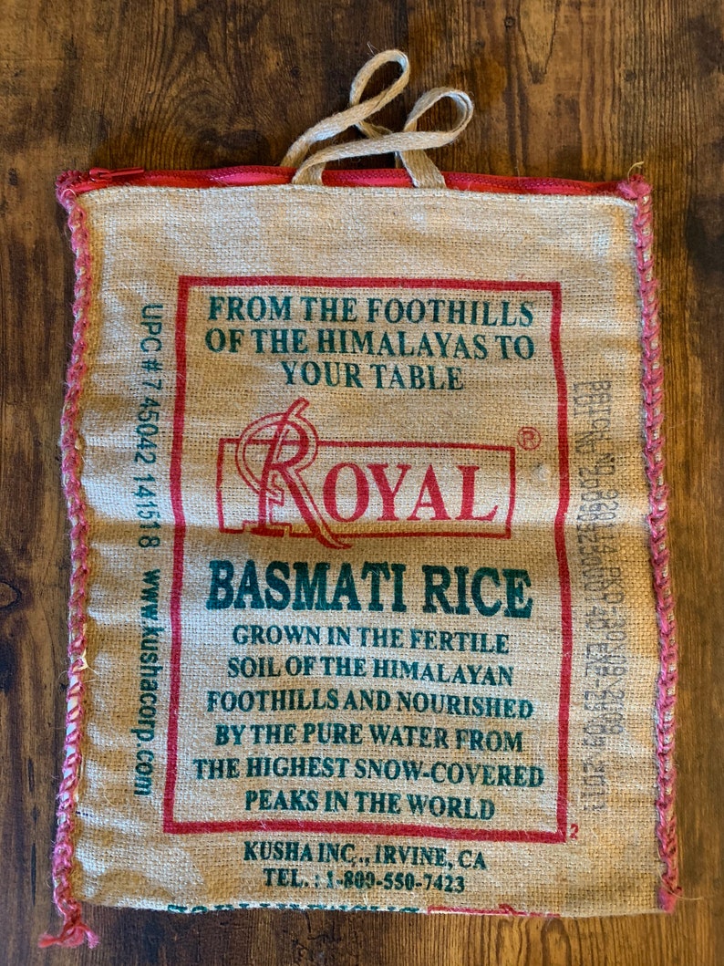 Royal Basmati Rice Burlap Tote Bag With Zipper Etsy