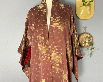 Vintage Unisex Japanese Kimono Silk Robe
