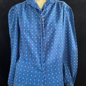 Women&#39;s Blue 1970s Blouse