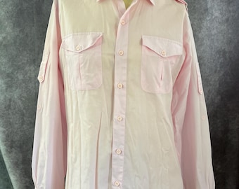 Men's Vintage Pink Button Down Shirt Size Large