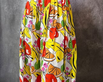 Vintage 80s Fruit Pattern Skirt Size 10