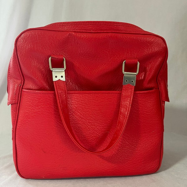 Vintage 1970s Red Carryon Travel Overnight Bag