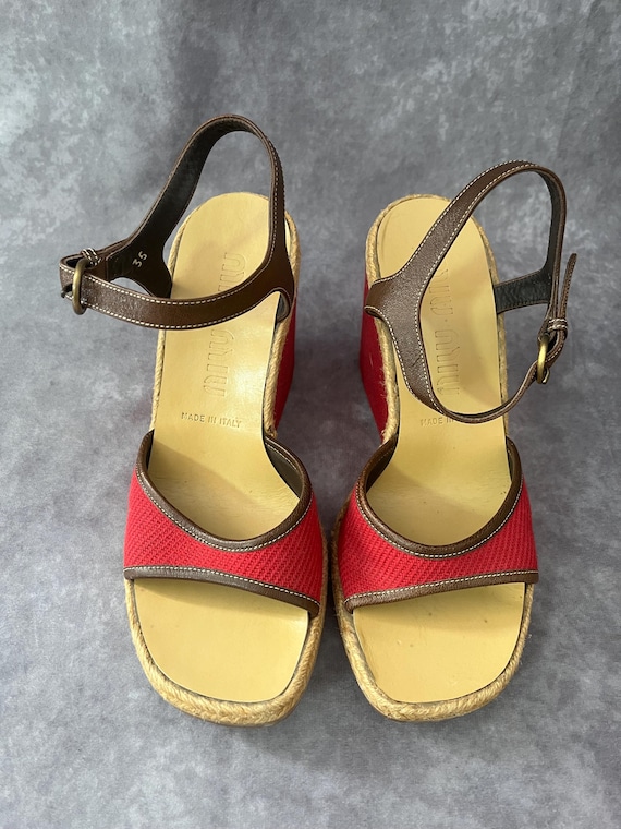 Y2K Miu Miu Wedge Heels Size 35 - image 2