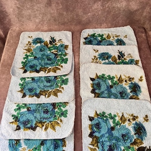 Set of 8 Vintage Floral Washcloths