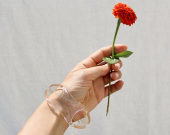 Vintage Clear Plastic Bangle, Translucent Bracelet, asymmetrical simple transparent bangle, 70s, resin jewelry, costume jewelry, BR001