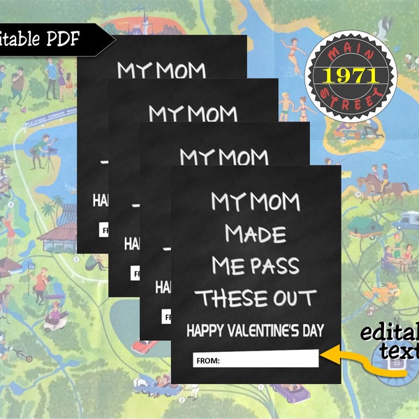 Editable PDF || My Mom Made Me Pass These Out || School Valentine's Day Card || Instant Download