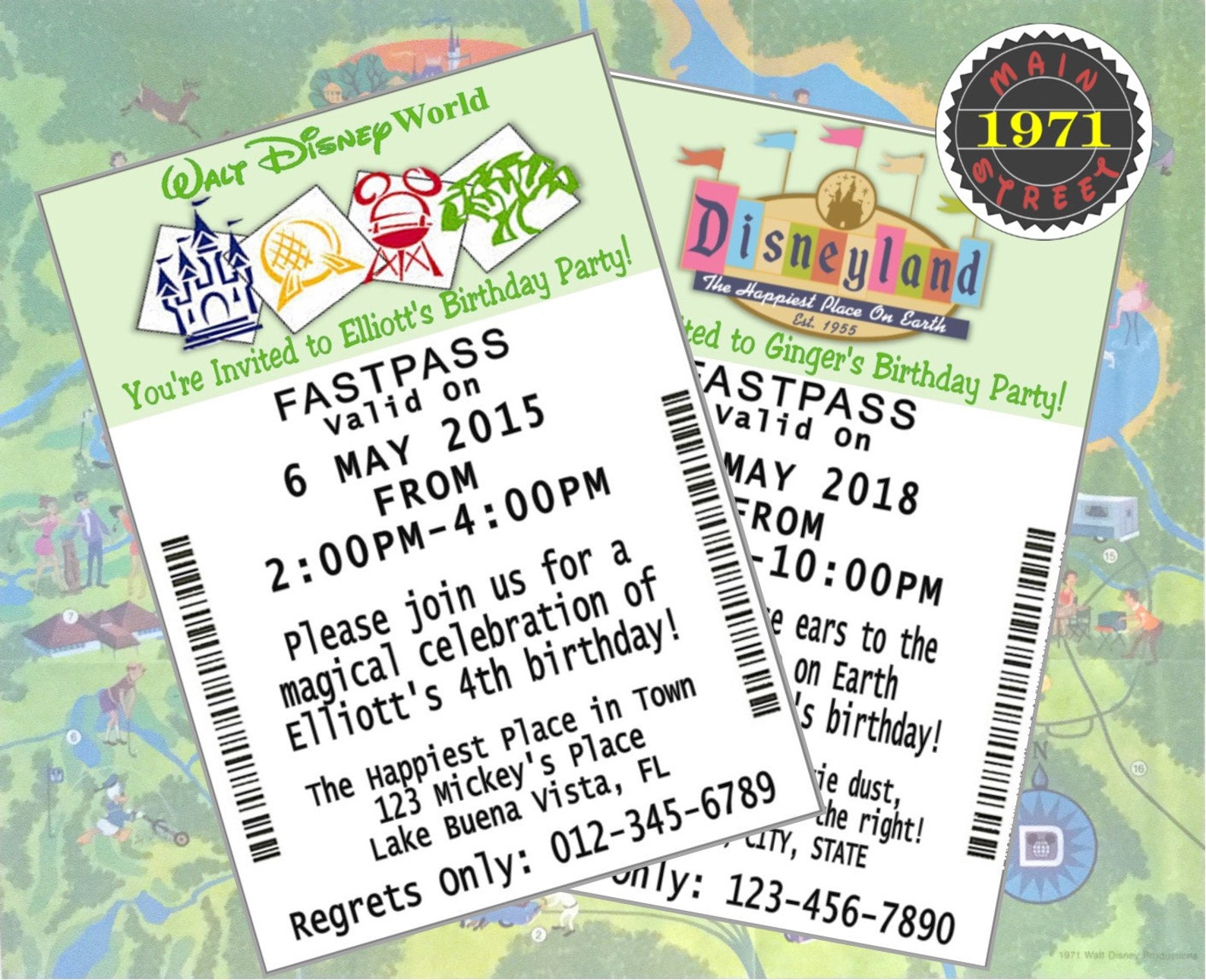 Disneyland Disney World Fastpass Custom PERSONALIZED Etsy