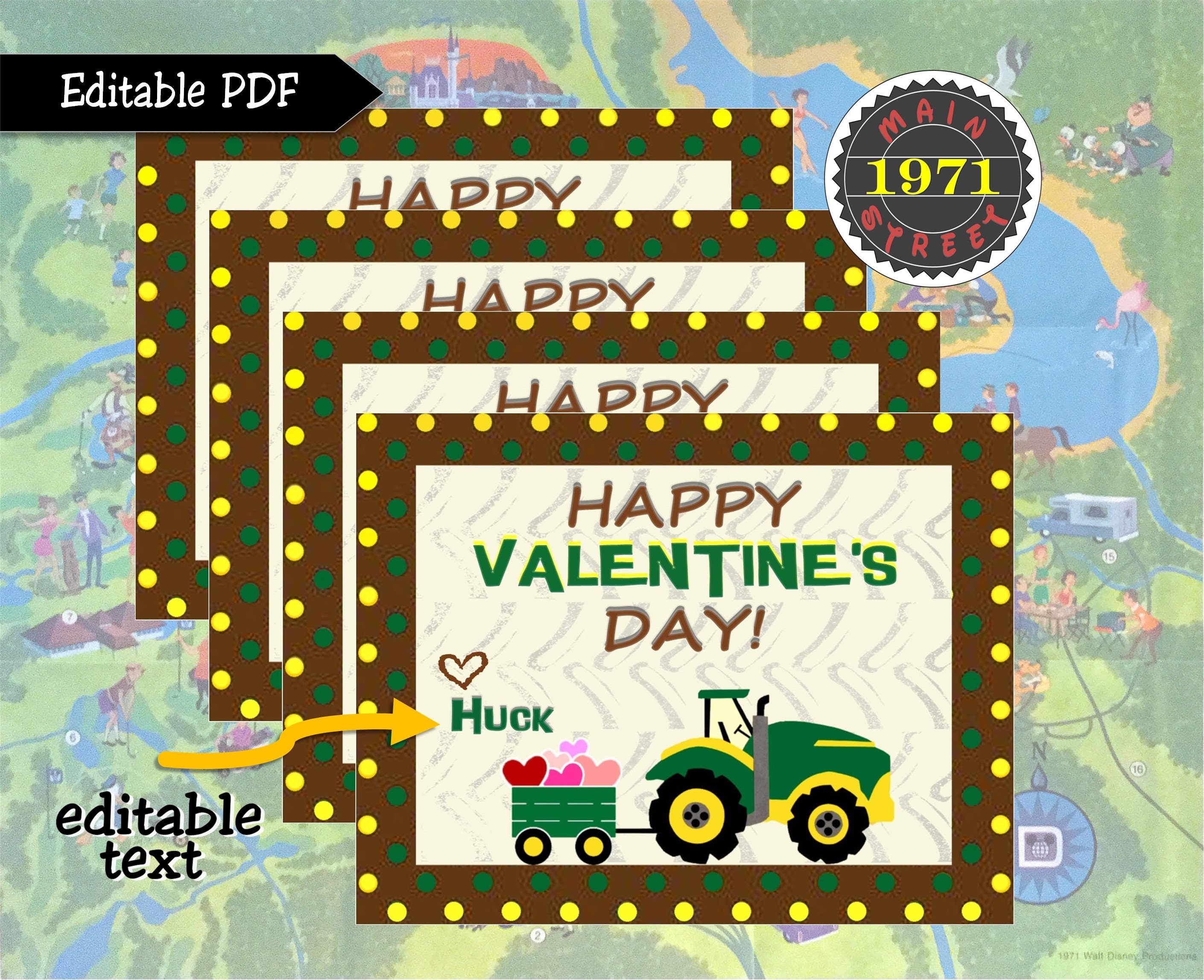 Editable PDF || John Deere Tractor Inspired || Valentine's Day Card || Instant Download - Etsy