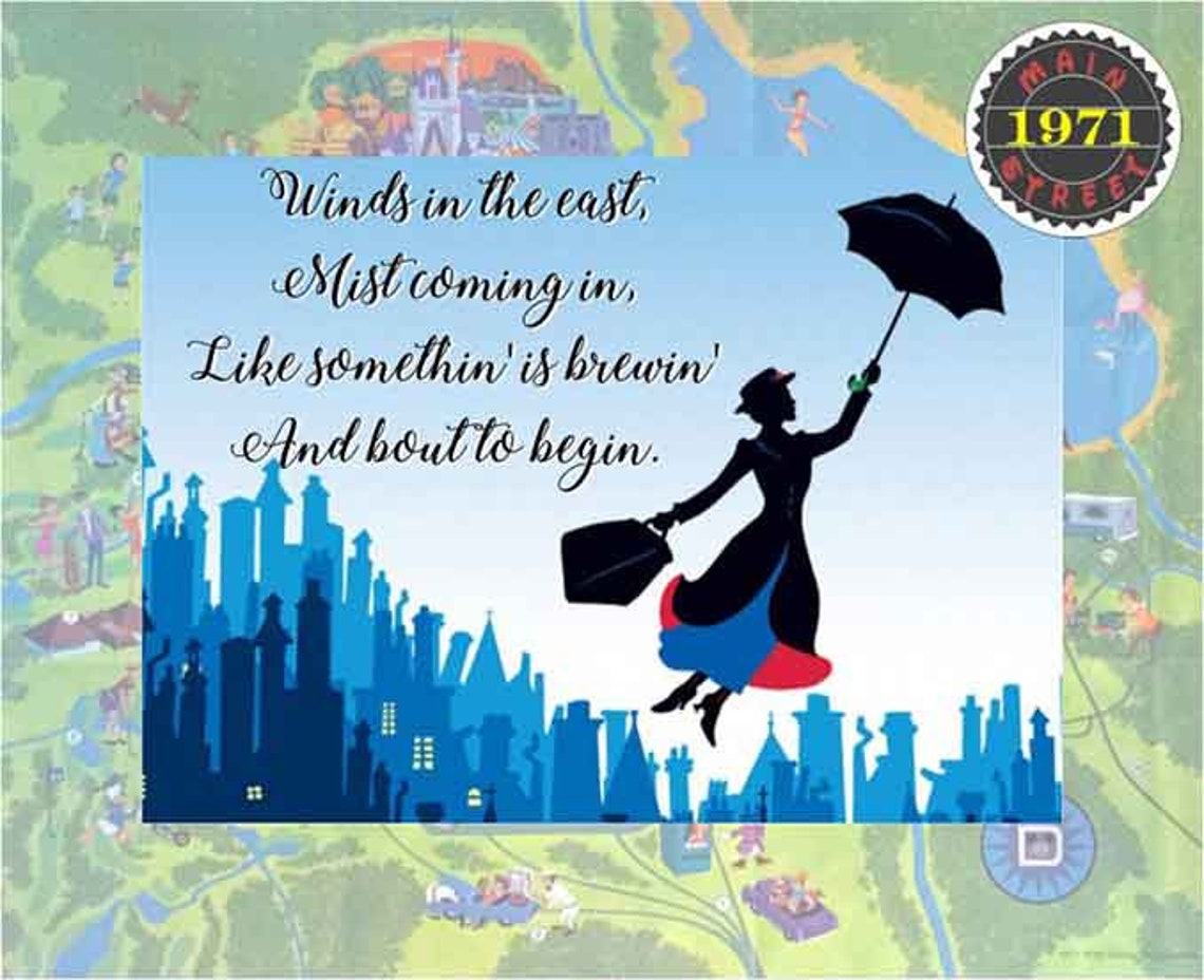 Mary Poppins Quote Custom Art Winds In The East Mist Etsy