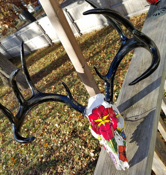 Hand Painted Deer Skull Etsy