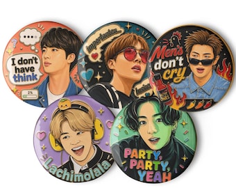 OT7 Best Funny Moments Button Pins Set of 5