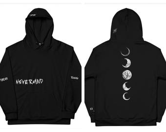 NEVERMIND Mochi Ink & Lunar Tattoo Sequence Inspired Hoodie Solid Black - Aesthetic Eternal Youth Streetwear - Premium Tribute Sweatshirt