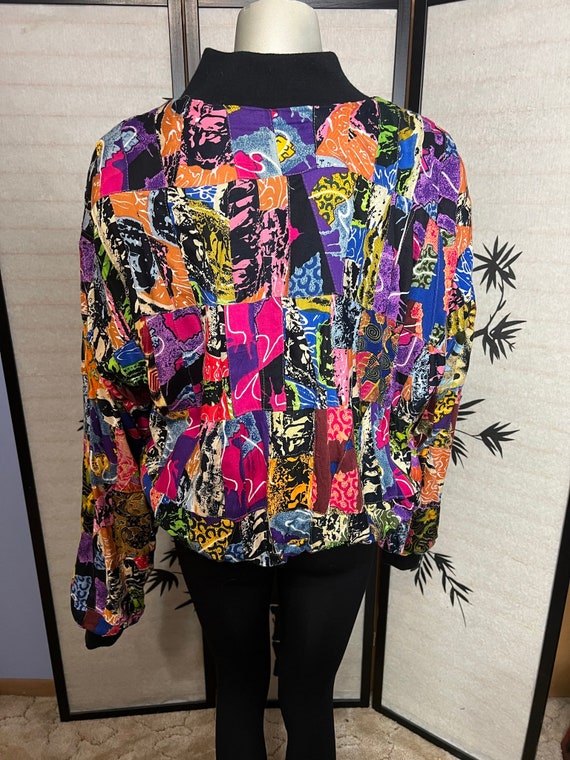 80's-90's Black and Colorful Reversible Bomber Ja… - image 6