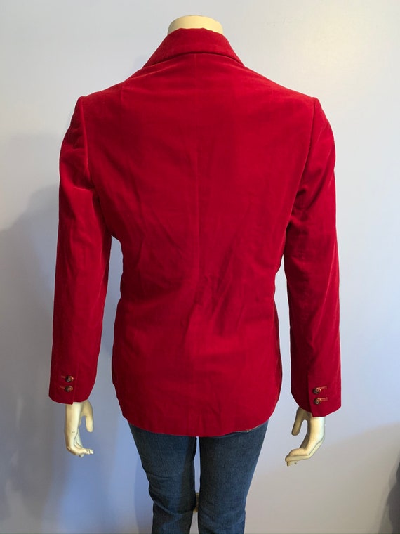 Vintage Crimson Red Velvet Jacket- Womens - image 5