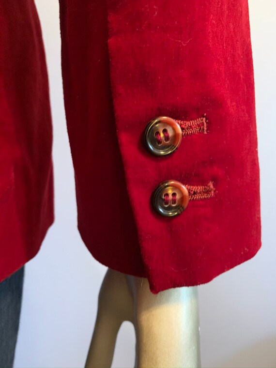 Vintage Crimson Red Velvet Jacket- Womens - image 6