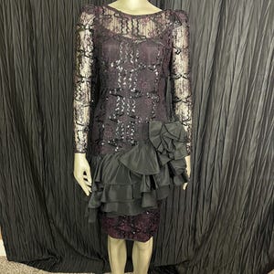 80’s Black Sequence Lace Dress