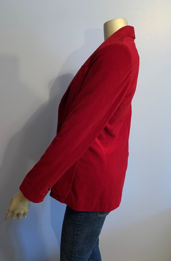 Vintage Crimson Red Velvet Jacket- Womens - image 4