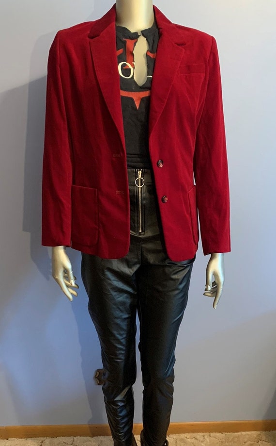 80's Rocker Velvet Crimson Red Jacket