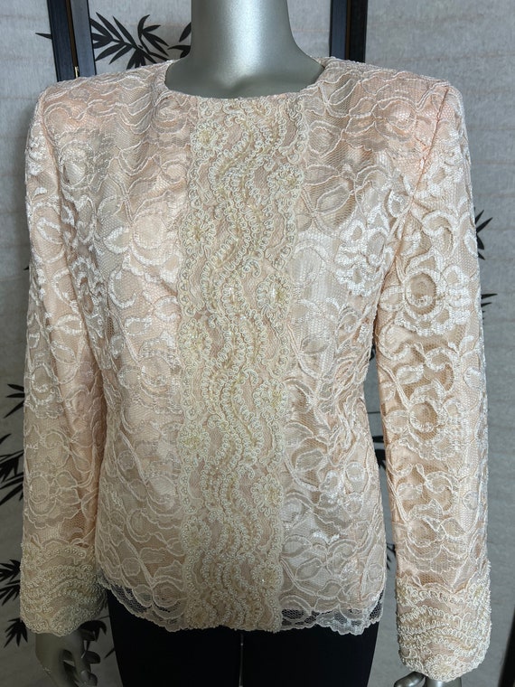 80’s Christian Dior Peach Pink Lace Top