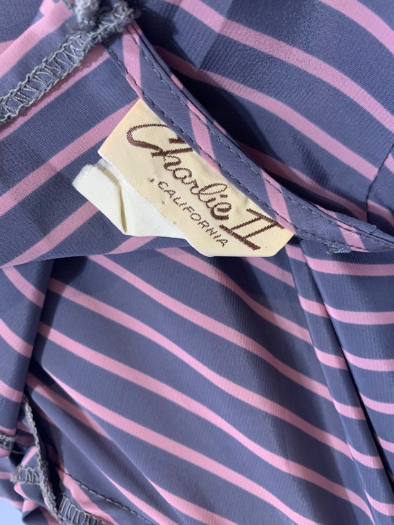 Vintage 70's Grey and Pink Stripe Dress