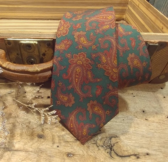 Vintage Lands' End X-Long Necktie / Paisley / 100… - image 3