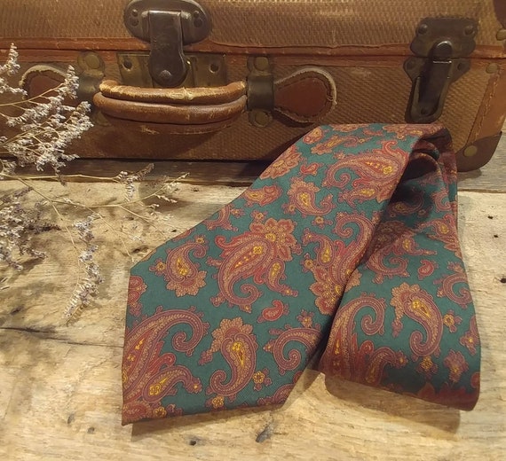 Vintage Lands' End X-Long Necktie / Paisley / 100… - image 1