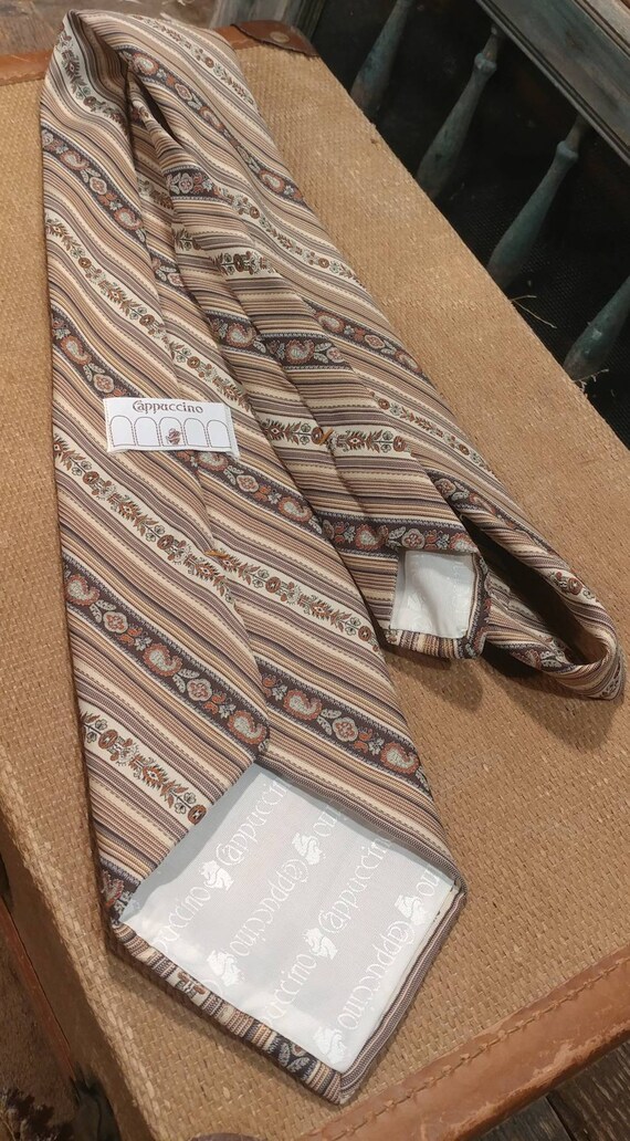 Very Handsome Wide Vintage Necktie / Brown, Beige… - image 4