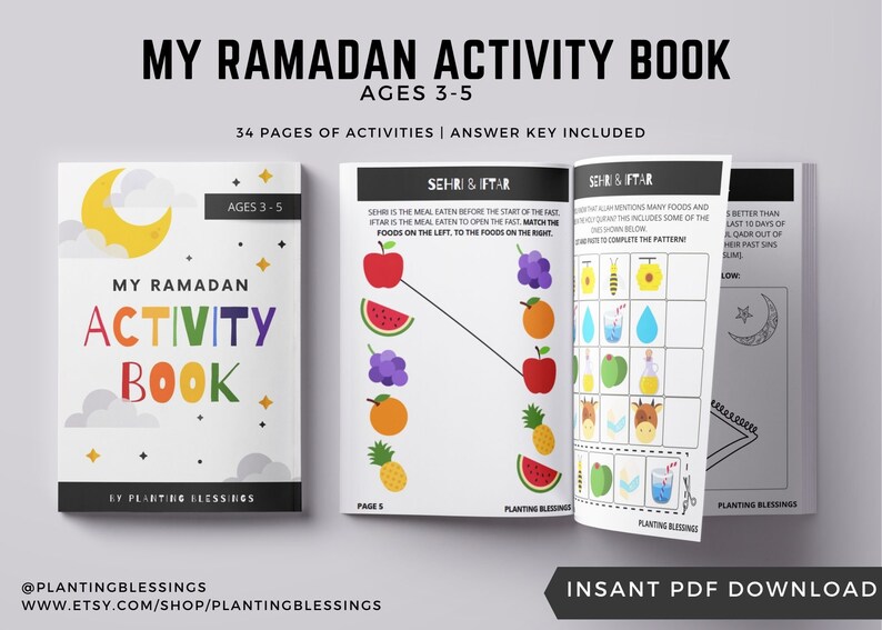 RAMADAN KIDS PRINTABLE Activity Book Ages 3-5 Eid Ramadan Islam image 1