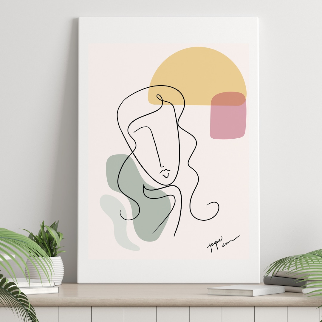 Musings - Colorful Modern Abstract Line Art | Continuous Line Drawing ...