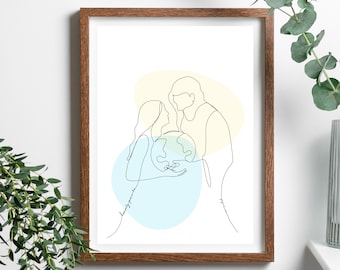 May include: Line art drawing of a couple holding a globe, with a blue and yellow background. The text "Beautifully Made" is written on the left side of the image.