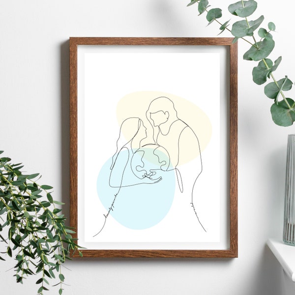 Heavenly Parents Continuous Line Art - Single Line Drawing, Heavenly Father, Heavenly Mother, LDS Artwork, Creation Art, Modern Christian