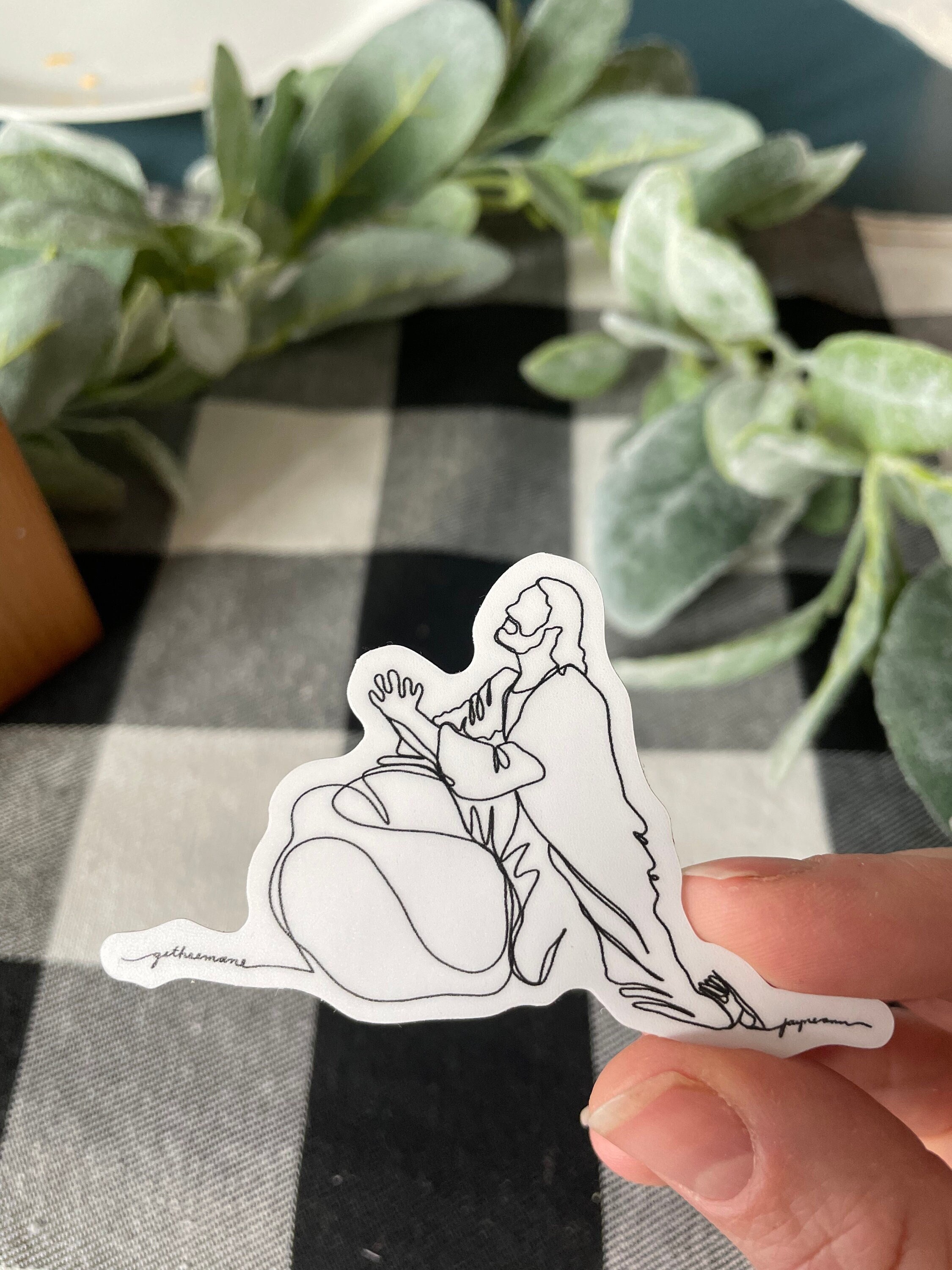 Gethsemane Line Art Sticker - Waterproof Vinyl Water Bottle or Laptop ...