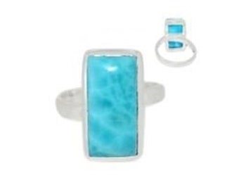 Adjustable LARIMAR RING - Beautiful Sterling Silver Hand-Crafted Rings - Top Quality Jewelry - Yoga Jewelry