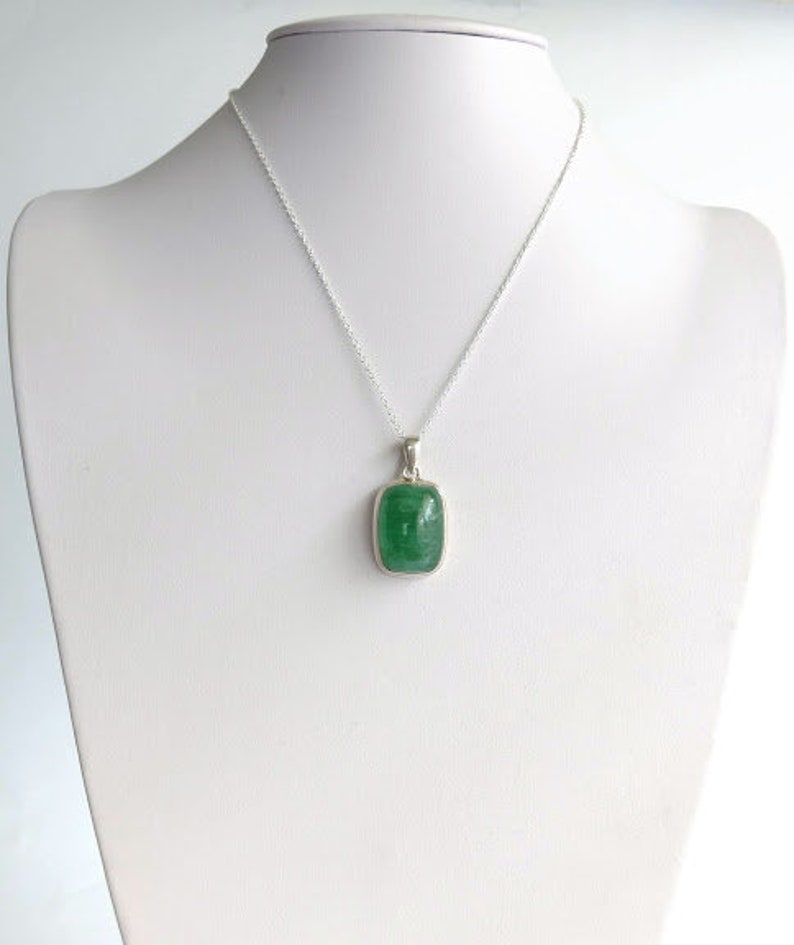 Gift for Women GREEN AVENTURINE 925 Sterling Silver Pendant Stone of Abundance Genuine Crystal and Gemstone Jewelry