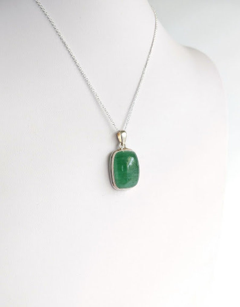 Gift for Women GREEN AVENTURINE 925 Sterling Silver Pendant Stone of Abundance Genuine Crystal and Gemstone Jewelry