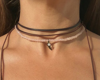 Boho jewelry, wrap necklace, stone leather necklace, gem choker, Bohemian jewelry, minimalist jewelry, wrap leather necklace, hippy jewelry